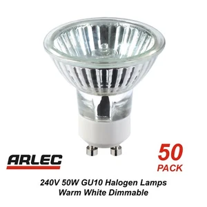 Bulk 50 Pack x 240V GU10 50W Halogen Downlight Globes / Bulbs / Lamps Dimmable - Picture 1 of 1