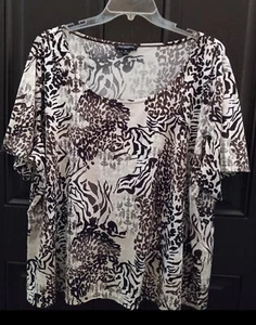 Blusa Mujer Notaciones 3X Marrón Beige Negro con Bonito Diseño Buen Estado - Imagen 1 de 4