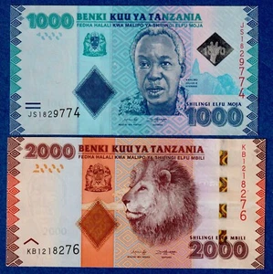 Tanzania set 1000 & 2000 Shillings  (2019/2020 ), P-41/42 (new) UNC Banknotes - Picture 1 of 4