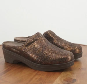 Mephisto Womens Satty Crackled Leather Mule Clogs Size 38 / 8 Brown Metallic - Picture 1 of 9
