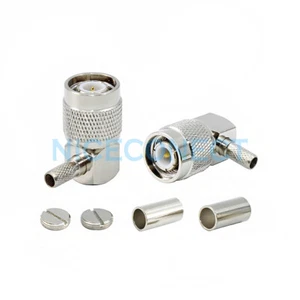 10x Conector de enchufe de crimpado de ángulo recto macho TNC para cable RG58 RG400 RG142 LMR195 - Imagen 1 de 4