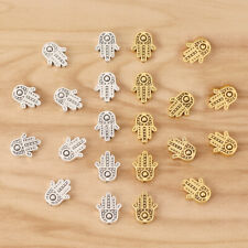 50 x Silver/Gold Tone Hamsa Hand Spacer Beads Charms for Bracelet Making 12x10mm