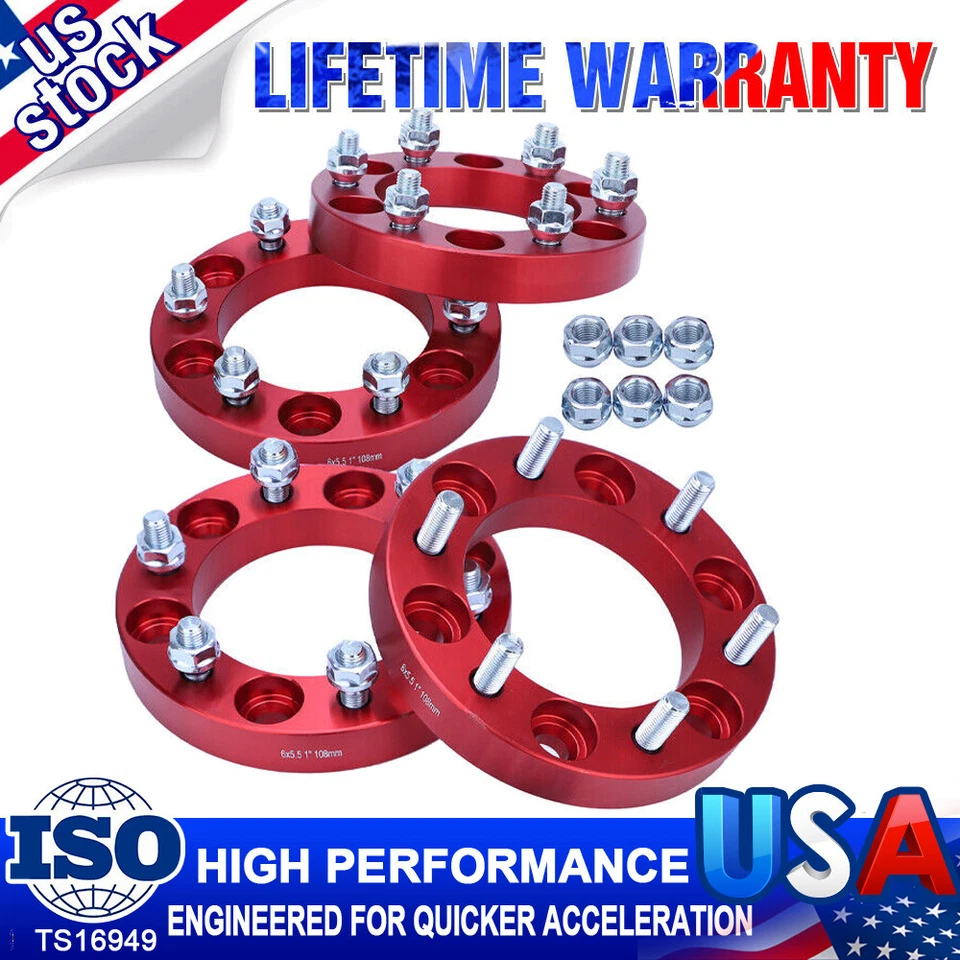 (4) 1" Hubcentric 6x5.5 Wheel Spacers Fits Toyota 4Runner Tacoma Tundra Sequoia - Image 1 of 4