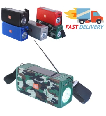 Bluetooth Lautsprecher Outdoor Wiederaufladbar Extra Bass Taschenlampe FM Radio/TF/USB/Aux - Bild 1 von 4