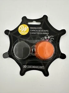 Wilton MINI Baking Cups Cupcakes Nuts Candy 50 count Black Orange NIP - Picture 1 of 2