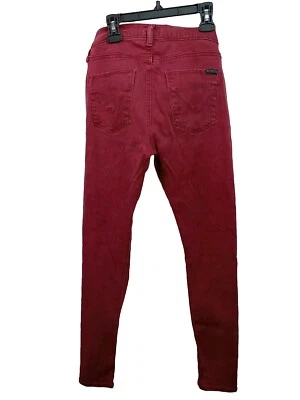 Pantalones de mezclilla para mujer Hudson talla 26 (US 2) Krista súper ajustados tiro bajo borgoña Foto 1 de 4