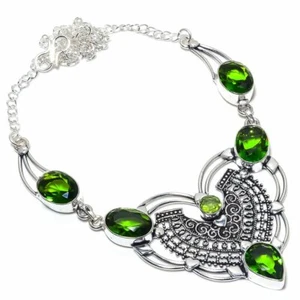 Green Peridot Gemstone Handmade 925 Sterling Silver Jewelry Necklaces Sz 18" - Picture 1 of 1