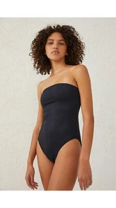 Costume da bagno sfacciato sfacciato convertibile in cotone sul corpo senza spalline nero grande - Foto 1 di 2