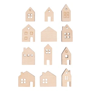 Piezas de dispersión de madera mini casa, 24 uds, tamaño 2,5-3,5 cm piezas de dispersión, decoración para manualidades - Imagen 1 de 5