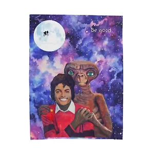 E.T. & Michael Jackson Decke - Be Good 80er MJ ET Alien samtige Plüschdecke - Bild 1 von 13