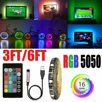 5V USB LED Strip Lights TV Back Light 5050 RGB Colour Changing with 24Key Remote - Image 1 of 4