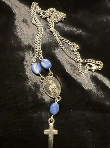 Beautiful Vintage St. Anthony & St. Peregrine Devotional Crucifix 21” Necklace - Picture 1 of 4