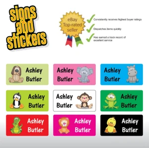 60 Personalised Kids Childrens Name Stick On Stickers Labels School Waterproof - Picture 1 of 1