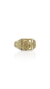 Anello pepita in oro giallo 10 carati con anello Bulldog Francese Americano - Foto 1 di 18