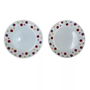 Pampered Chef Simple Additions Polka Dots Salad Plates 8 1/4” Set of 2 #2074 NIB - Picture 1 of 8
