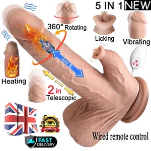 Waterproof Licking Vibrator Heating Thrusting Rotating Dildo Sex Toy For Women - Picture 1 of 8