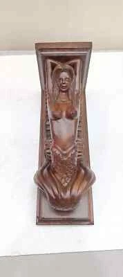 Corbel Mermaid of wood Decorative Carved Wooden Corbel 1pc Wall Hanging Decor - Image 1 of 4