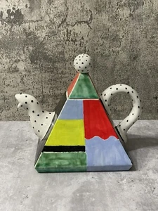 Unique Ceramic Abstract Design Pyramid Teapot Triangle - Picture 1 of 9