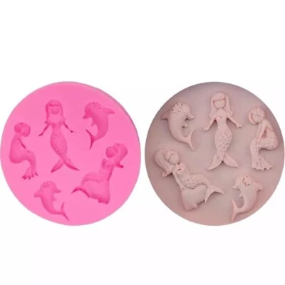 Silicone Mini Mermaid Dolphin Chocolate Fondant Candle Soap Mould Clay Resin - Image 1 of 2