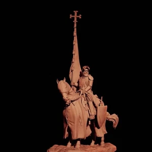 1/24 Resin Model Kit Medieval Knight Crusader Rider Horseman Unpainted - Picture 1 of 5