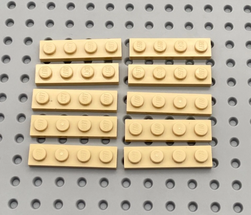 LEGO® 10x Platte Bauplatte 1x4 flach 3710 beige - Bild 1 von 1