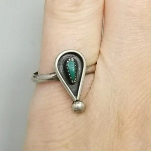 Vintage Ring türkis und silberfarben Größe 5 Southwestern Ausrufezeichen - Bild 1 von 11