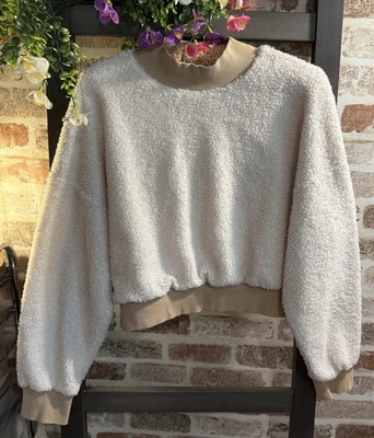 Fabletics Women’s Malia Polar Fleece Crop Sweatshirt -Cream-Small-NWOT - Image 1 of 3