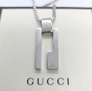 GUCCI Collar Plata Placa G Cadena Veneciana 16.9 in Unisex - Imagen 1 de 11