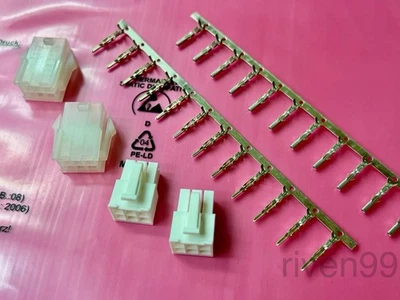 2套MOLEX Mini-Fit Jr 6针面板安装公/母电线连接器带针 — 第 1/4 张图片