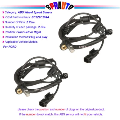 Front LH RH 2 ABS Wheel Speed Sensor For Ford F-250 F-450 F-550 11-13 SUPER DUTY - Image 1 of 4