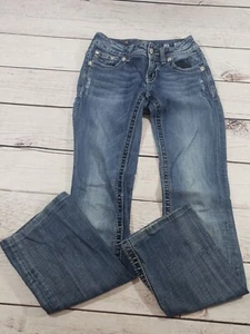 MISS ME BOOT CUT JEANS, SIZE 25 WOMENS BOOTCUT BLING BLUE P1 - Picture 1 of 9