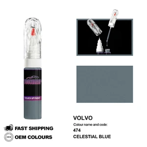 FOR VOLVO CELESTIAL BLUE 474 Touch Up Paint Pen Brush Fix Kit Scratch Chip Set - Picture 1 of 8
