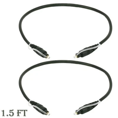 2 Pcs 1.5FT Toslink SPDIF Digital Optical Audio Cable Fiber Optic DVD Gold - Image 1 of 2