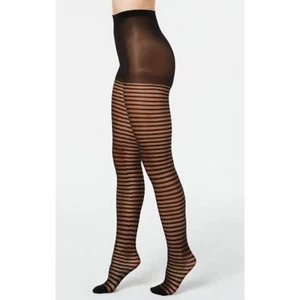 INC International Concepts Ladies Black Mini Stripe Tights, Size S/M, NWT - Picture 1 of 1