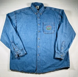 Vintage Florida Gator Shirt Herren XXL Joe College bestickt Logo blau Denim - Bild 1 von 9
