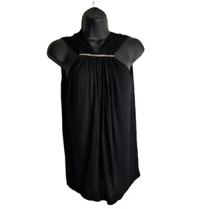 Robbi Nikki Black Embellished Sleeveless Top Size S Quiet Luxury Designer Chic - Picture 1 of 7