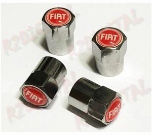 TAPPINI FIAT ROSSO VALVOLA RUOTE METALLO CROMATI TAPPI PNEUMATICI COPRIVALVOLA - Imagen 1 de 3