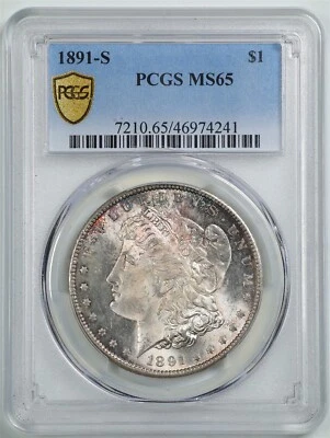 1891-S $1 Morgan Silver Dollar MS65 PCGS 46974241 - Image 1 of 4