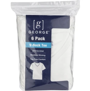George Men's V-Neck T-shirts, 6-Pack - Picture 1 of 2