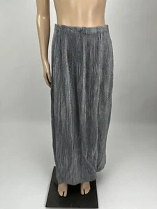 Vintage 80's Phil Rose Lurex Metallic Maxil A-Line Maxi Skirt Pleated Silver MM8 - Picture 1 of 5