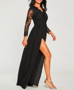 Womens Sexy High Waist longsleeve Boho Dress Lady Beach Evening Party Maxi Dress - Bild 1 von 10