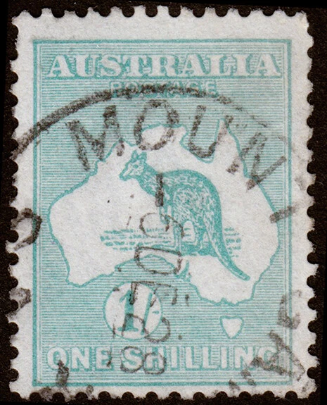 Australia Scott 42, Verde Azul (1915) Usado F, CV $30.00 M - Imagem 1 de 1