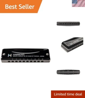 Black Harmonicas in Key C - Portable, Lightweight Design with Hard Shell Case - Image 1 of 4