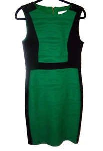 NUEVO CON ETIQUETAS VESTIDO VAINA DANA BUCKMAN TALLA 10, VERDE HIERBA-NEGRO SIN MANGAS - Imagen 1 de 7