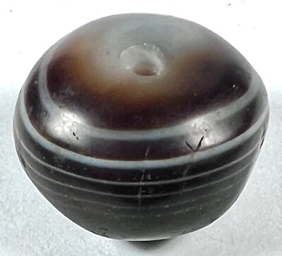 CUENTA DE ÁGATA GRANDE 18,4 mm ANTIGUA/ANTIGUA INDO-TIBETANA SULEIMANI BHAISAJYAGURU DZI DZI Foto 1 de 4