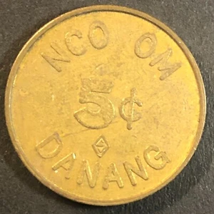 Vietnam Trade Token Open Mess  5c Cents U.S. Military Danang NCO OM 21mm - Picture 1 of 3
