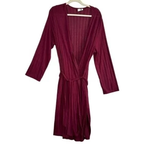 BP Burgundy Ribbed Knit Wrap Sweater Dress Size M - Picture 1 of 4