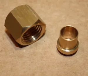 Qty 2 x Solder Olive/Nipple and Gland Nut for Copper Pipe 1/4"BSP x 5/16" Tube - Picture 1 of 1