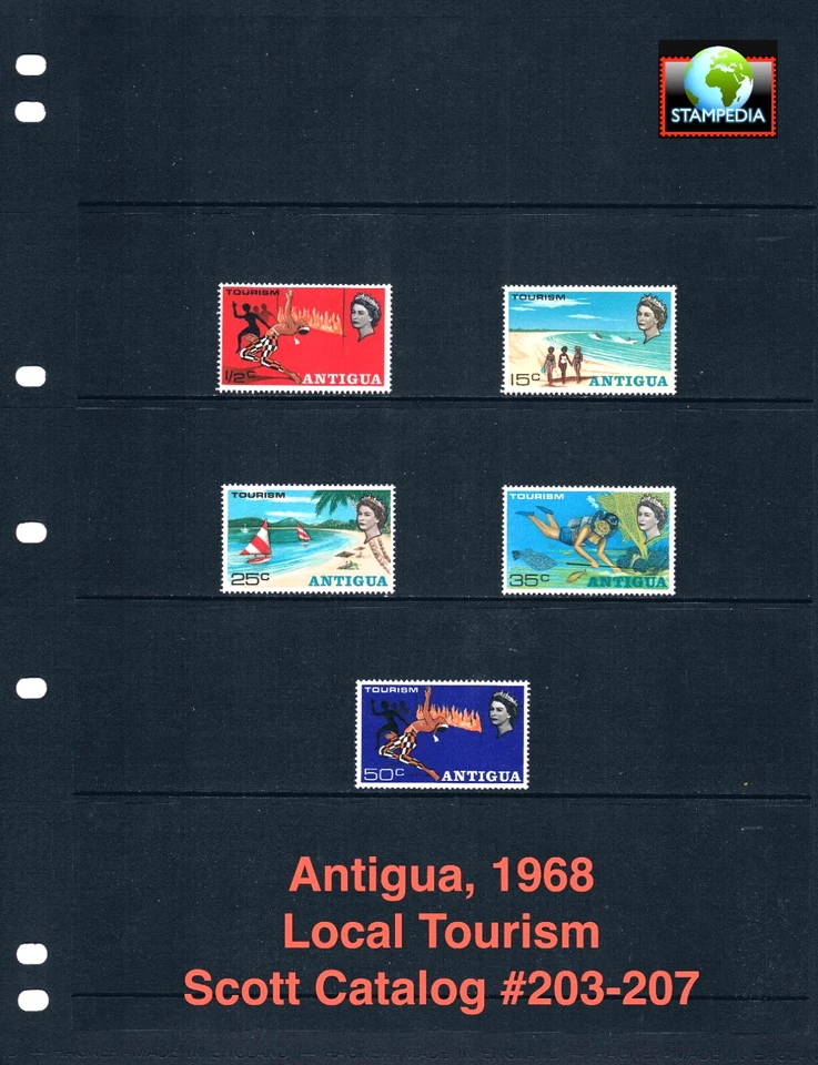 1.5x  $1.70 Scott Value - 1968 ANTIGUA Tourism Caribbean Islands CV MNH NH UMM - Image 1 of 4
