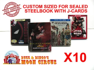 10x BLU-RAY STEELBOOK WITH J-CARDS (SIZE BR5) - CLEAR PLASTIC BOX PROTECTORS - Picture 1 of 8